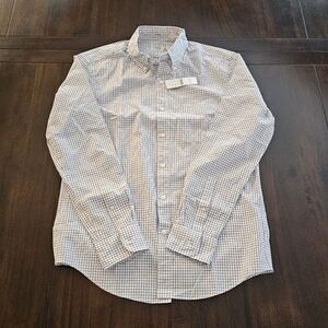 J. Crew navy grid patterned button down size medium